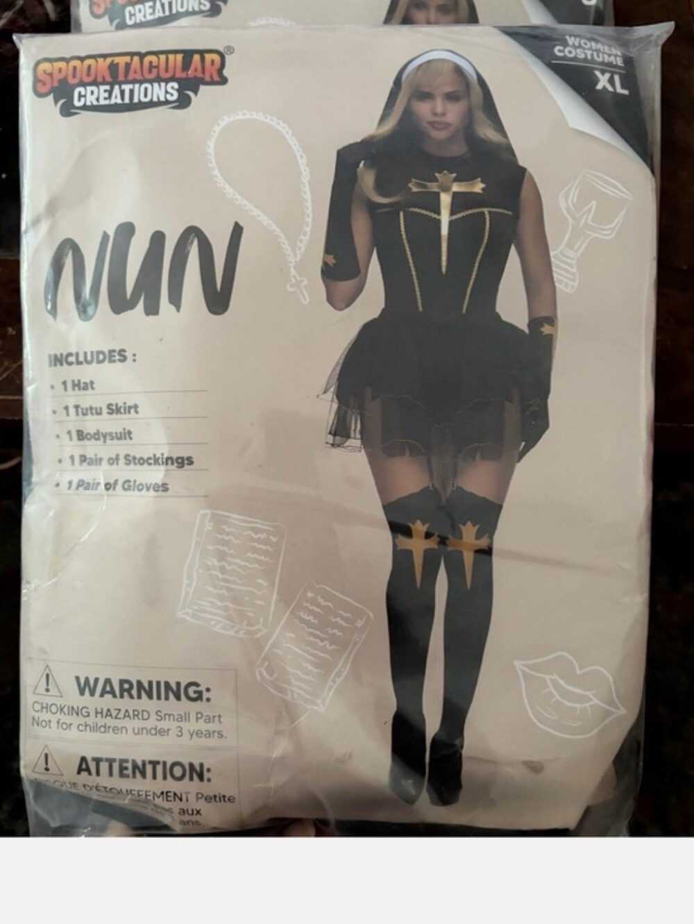 Black Nun Womans Costume - Black with Gold Accents - Picture 2 of 4